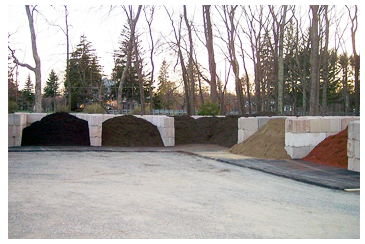 Landscape material storage area at Mountain Landscaping